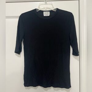 St. John Collection Ribbed Elbow-Sleeve Top. Size Small.